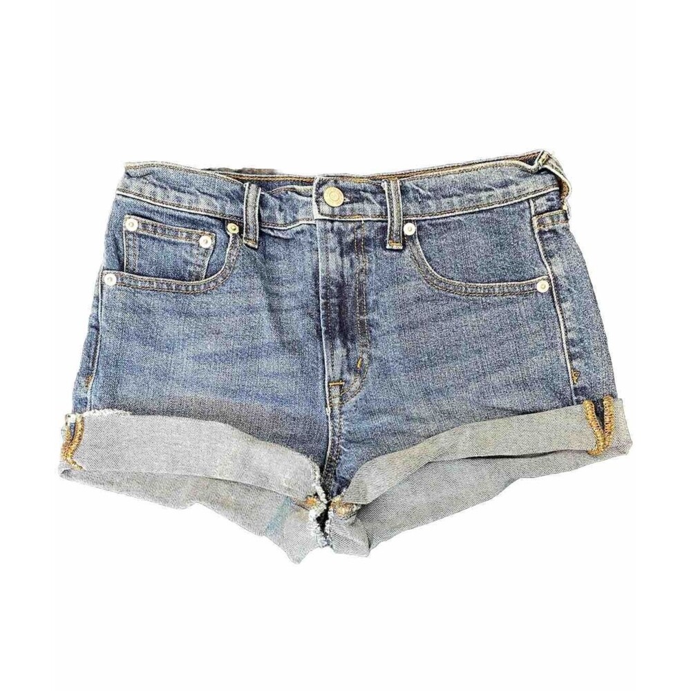 Gap 1969 Womens/Jrs Real Straight Cuff Shorts Size 26 Medium Wash Denim